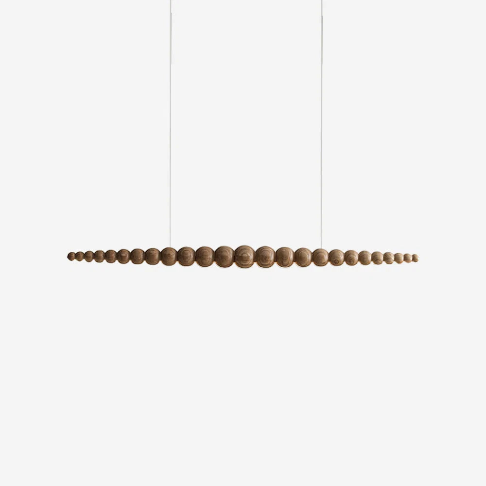 Linear Pendant Chandelier | Walnut Wood & Acrylic | Integrated LED, Adjustable Height