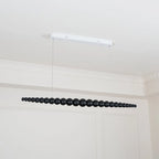Linear Pendant Chandelier | Walnut Wood & Acrylic | Integrated LED, Adjustable Height
