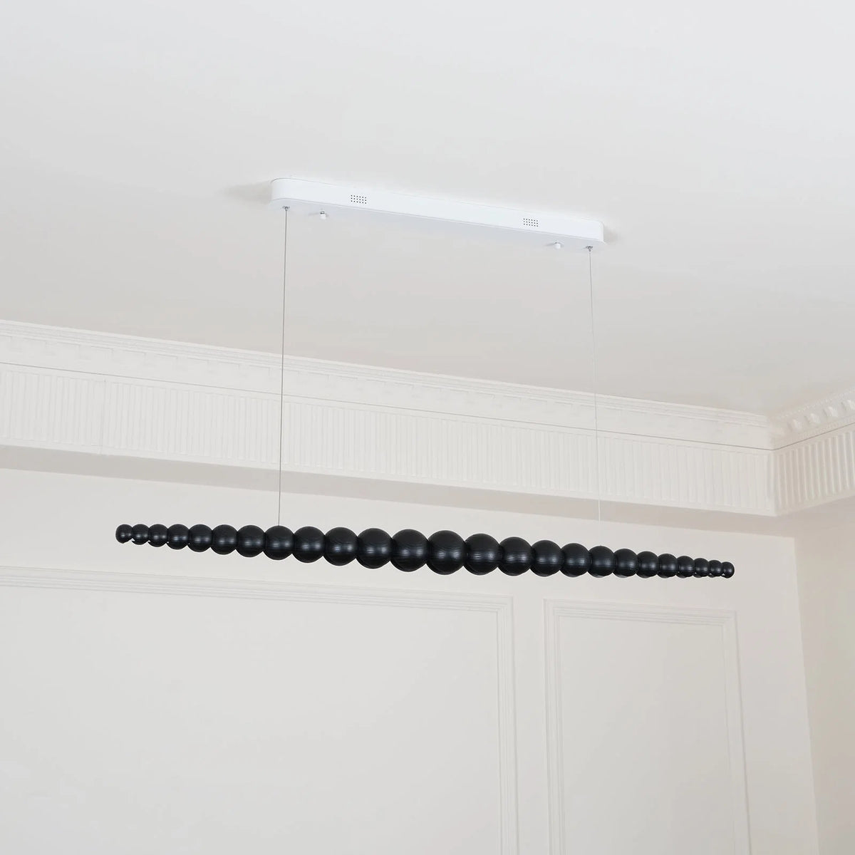 Linear Pendant Chandelier | Walnut Wood & Acrylic | Integrated LED, Adjustable Height