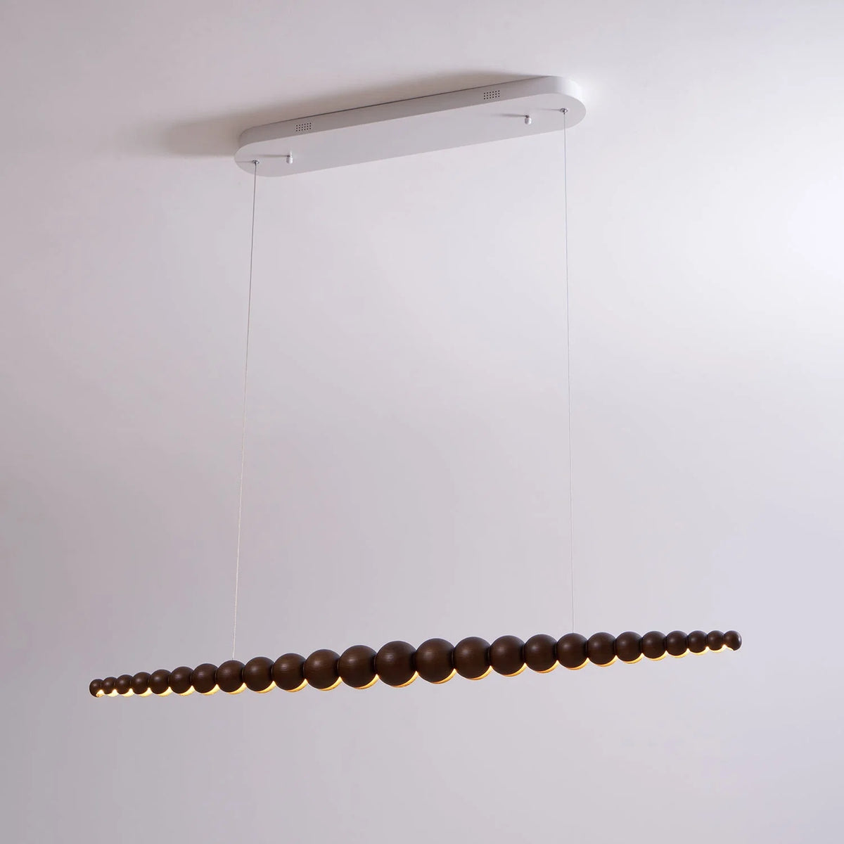 Linear Pendant Chandelier | Walnut Wood & Acrylic | Integrated LED, Adjustable Height