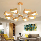 Chandelier | Sputnik Geometric Design | Solid Wood Shades & Metal Frame