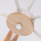 Chandelier | Sputnik Geometric Design | Solid Wood Shades & Metal Frame