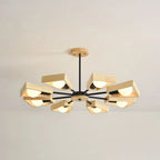 Chandelier | Sputnik Geometric Design | Solid Wood Shades & Metal Frame