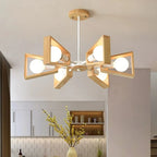 Chandelier | Sputnik Geometric Design | Solid Wood Shades & Metal Frame