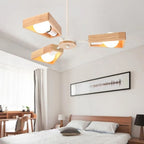 Chandelier | Sputnik Geometric Design | Solid Wood Shades & Metal Frame
