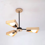 Chandelier | Sputnik Geometric Design | Solid Wood Shades & Metal Frame