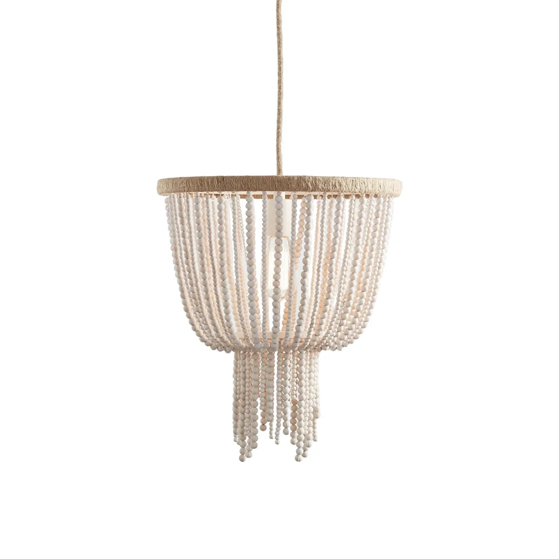 Chandelier | Wood Beaded & Hemp Rope | E26/E27 Socket