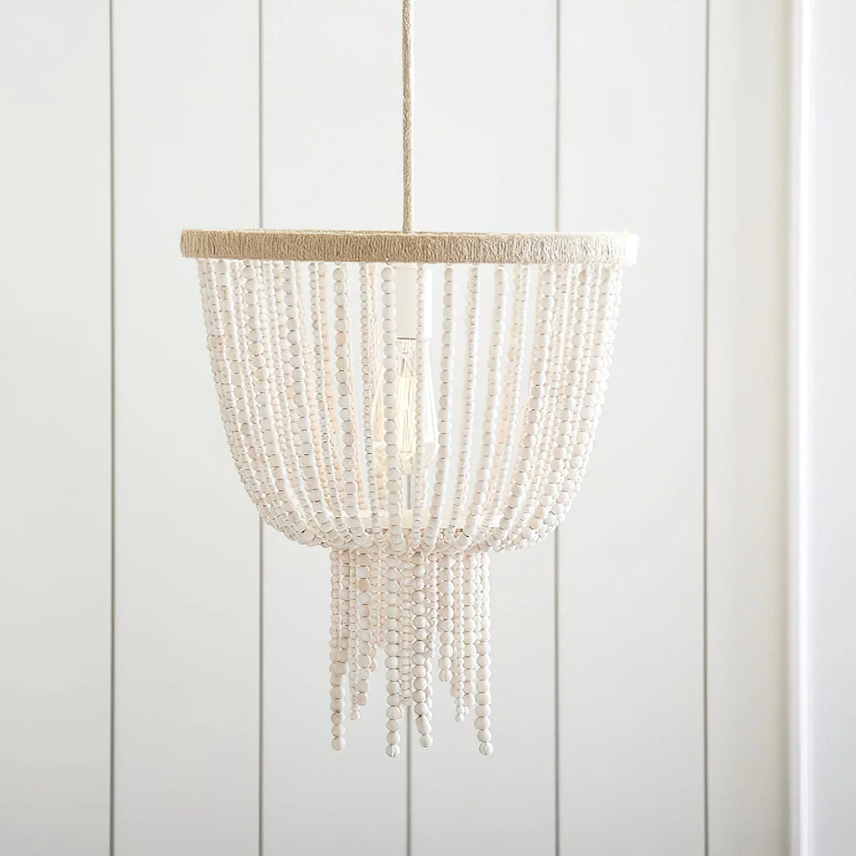 Chandelier | Wood Beaded & Hemp Rope | E26/E27 Socket