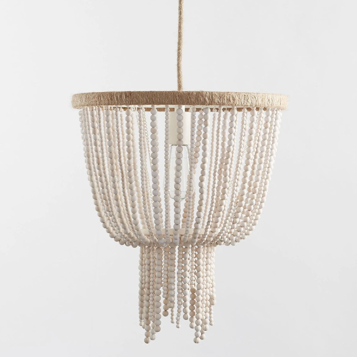 Chandelier | Wood Beaded & Hemp Rope | E26/E27 Socket