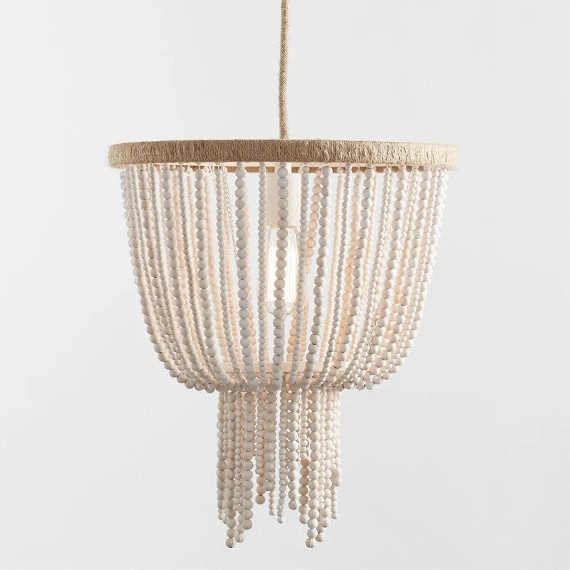 Chandelier | Wood Beaded & Hemp Rope | E26/E27 Socket
