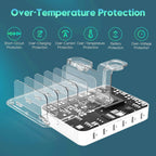 Charging Station | 6-Port Fast Charging & Smart IC | Includes 7 Cables