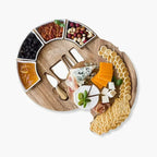Cheese Board Set | Acacia Wood, Ceramic Bowls & Stainless Steel Knives | 4 Bowls & 4 Knives