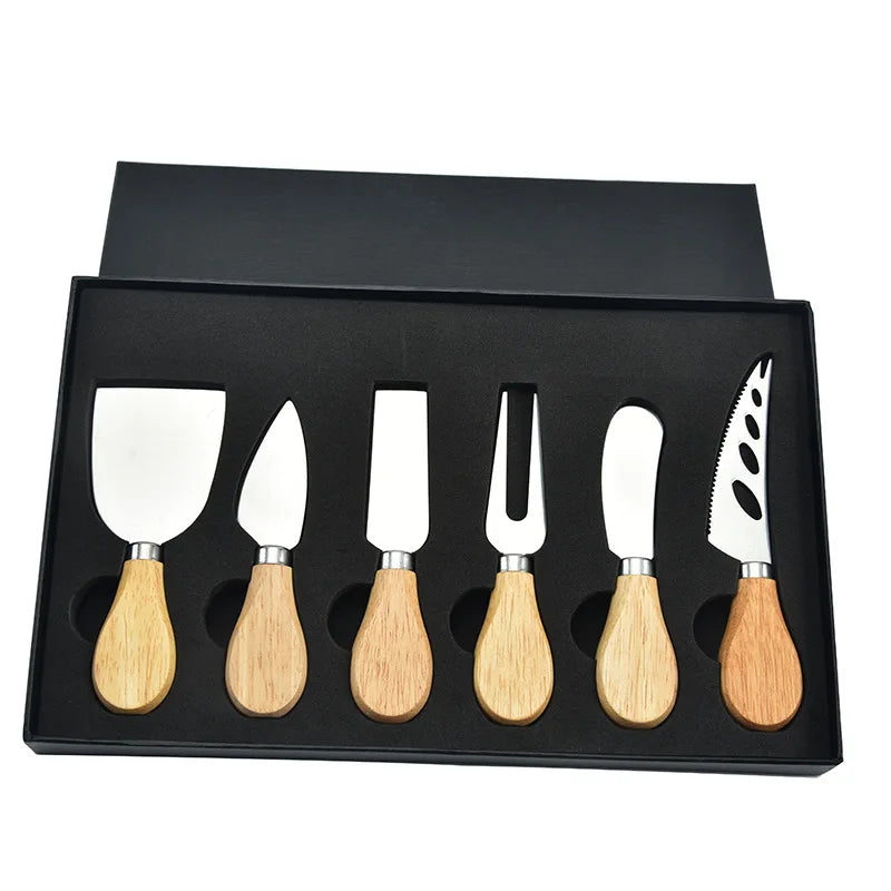 Cheese Knife Set | Stainless Steel & Acacia Handles | Set of 6