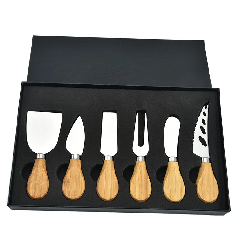 Cheese Knife Set | Stainless Steel & Acacia Handles | Set of 6