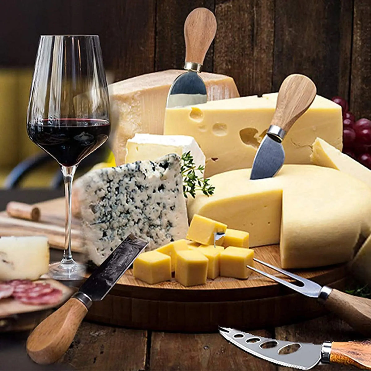 Cheese Knife Set | Stainless Steel & Acacia Handles | Set of 6