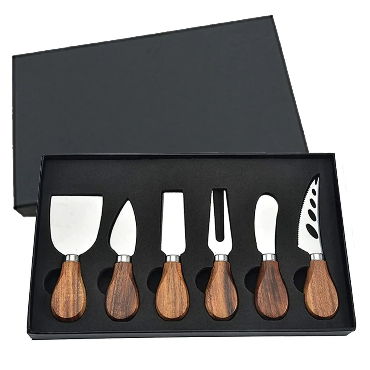 Cheese Knife Set | Stainless Steel & Acacia Handles | Set of 6