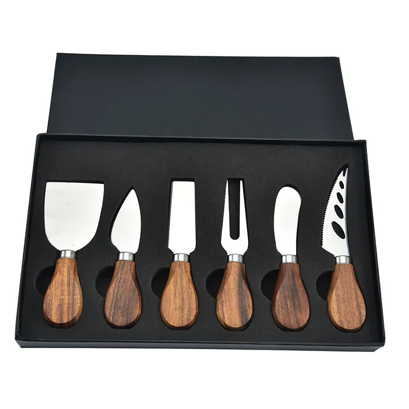 Cheese Knife Set | Stainless Steel & Acacia Handles | Set of 6
