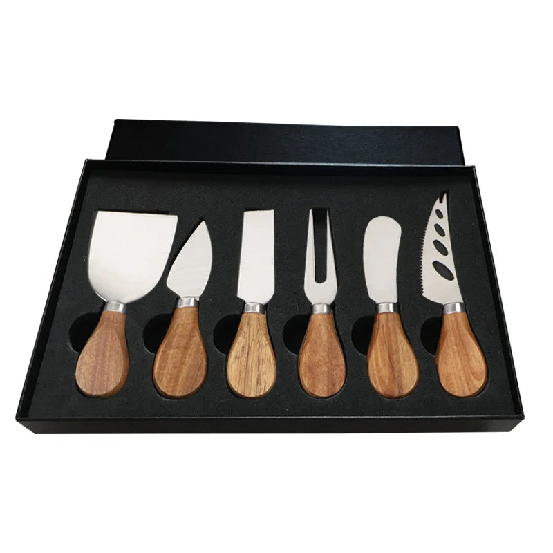Cheese Knife Set | Stainless Steel & Acacia Handles | Set of 6