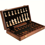 Chess Set | Hand-Carved Weighted Pieces & Foldable Walnut Board