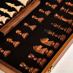 Chess Set | Hand-Carved Weighted Pieces & Foldable Walnut Board