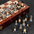 Chess Set | Wooden Board & Zinc Alloy Pieces | 42 x 42 cm