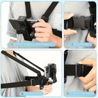Chest Mount | Adjustable Anti-Slip Straps | For Smartphones & Action Cameras