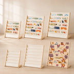 Children’s Bookshelf | 6-Tier Face-Out Canvas Sling | Bottom Storage Pocket