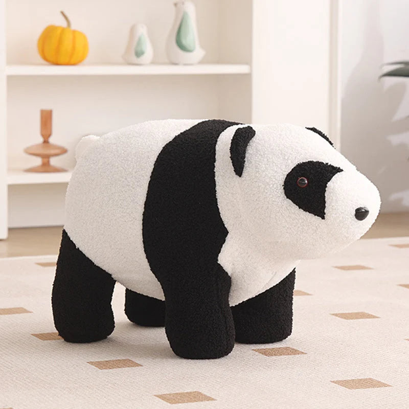 Children's Stool | Teddy Fleece & Solid Wood | Seat Height 27 cm