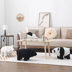 Children's Stool | Teddy Fleece & Solid Wood | Seat Height 27 cm