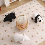 Children's Stool | Teddy Fleece & Solid Wood | Seat Height 27 cm