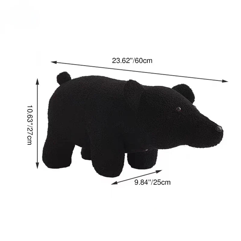 Children's Stool | Teddy Fleece & Solid Wood | Seat Height 27 cm