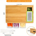 Chopping Board | Bamboo & 4 Pull-Out Trays | 4 Interchangeable Blades