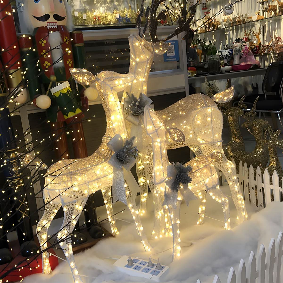 Christmas Light Display | LED Plug-In Indoor & Outdoor | Elk & Sleigh Scene