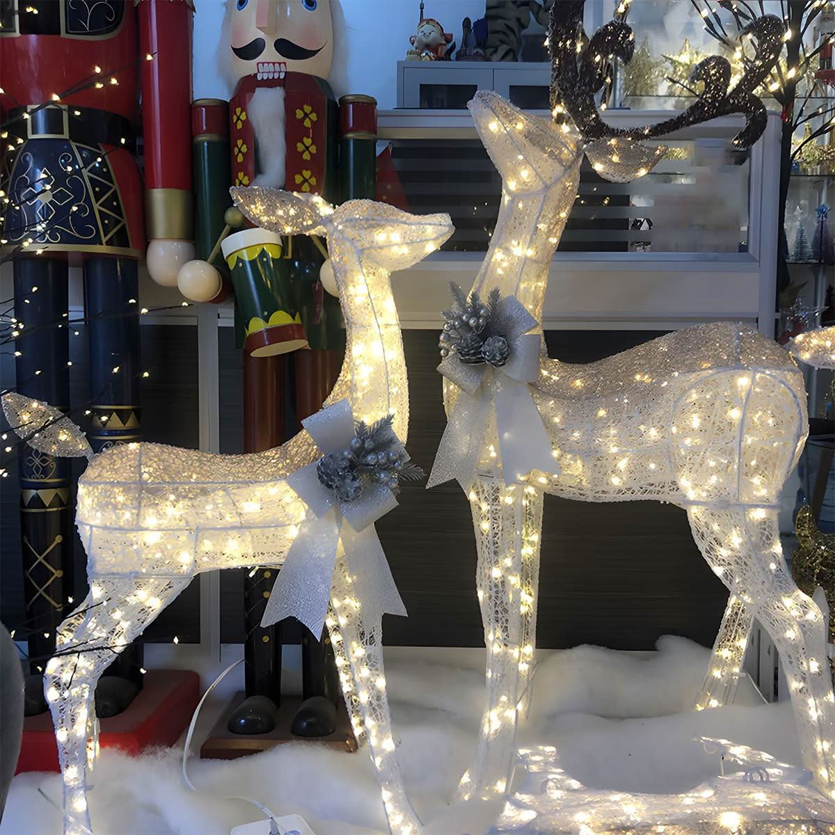 Christmas Light Display | LED Plug-In Indoor & Outdoor | Elk & Sleigh Scene