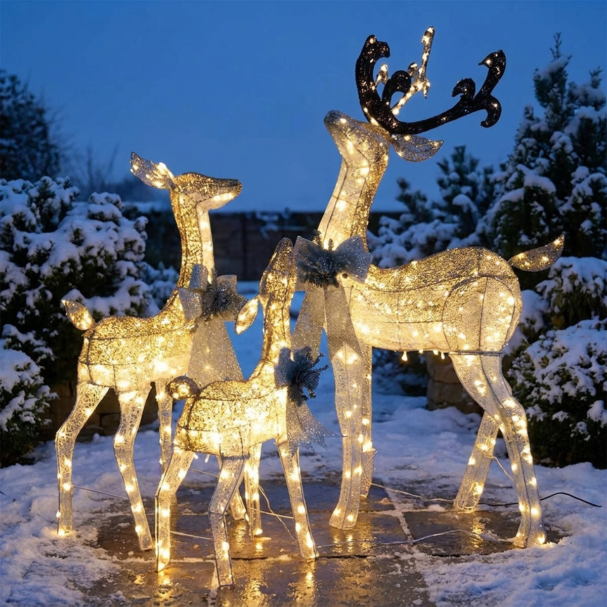 Christmas Light Display | LED Plug-In Indoor & Outdoor | Elk & Sleigh Scene