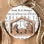 Christmas Ornament | Nativity-Themed Music-Sheet & Layered Cut-Out | 3.5 in