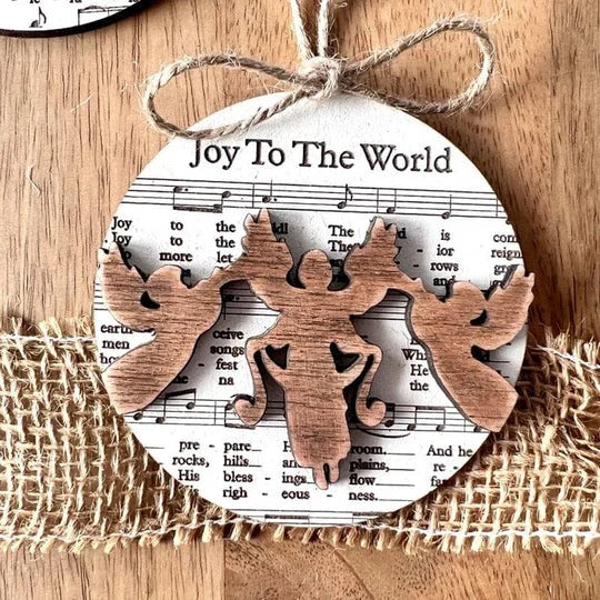 Christmas Ornament | Nativity-Themed Music-Sheet & Layered Cut-Out | 3.5 in