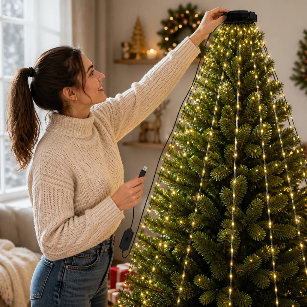 Christmas Tree Lights | Cascading Strands & USB Remote | 1.6 m Strands