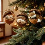 Christmas Tree Ornament | Woodland Acorn Design & Flat Acrylic | Choose From 6 Animals