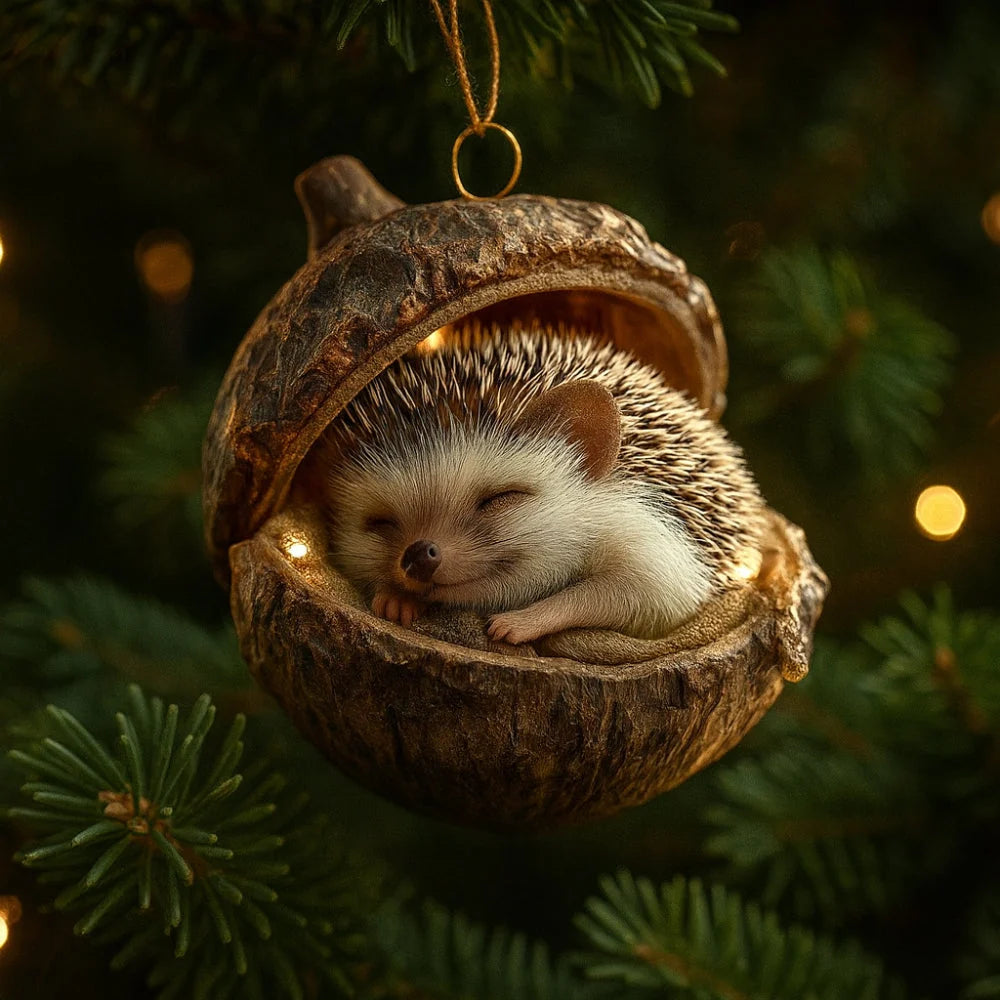 Christmas Tree Ornament | Woodland Acorn Design & Flat Acrylic | Choose From 6 Animals