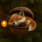 Christmas Tree Ornament | Woodland Acorn Design & Flat Acrylic | Choose From 6 Animals