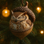 Christmas Tree Ornament | Woodland Acorn Design & Flat Acrylic | Choose From 6 Animals