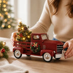 Christmas Truck | Warm White Flickering Lights & Red Metal