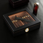 Cigar Humidor | Clear Viewing Lid & Integrated Hygrometer | Holds 15 Cigars