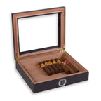 Cigar Humidor | Clear Viewing Lid & Integrated Hygrometer | Holds 15 Cigars