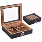 Cigar Humidor | Clear Viewing Lid & Integrated Hygrometer | Holds 15 Cigars
