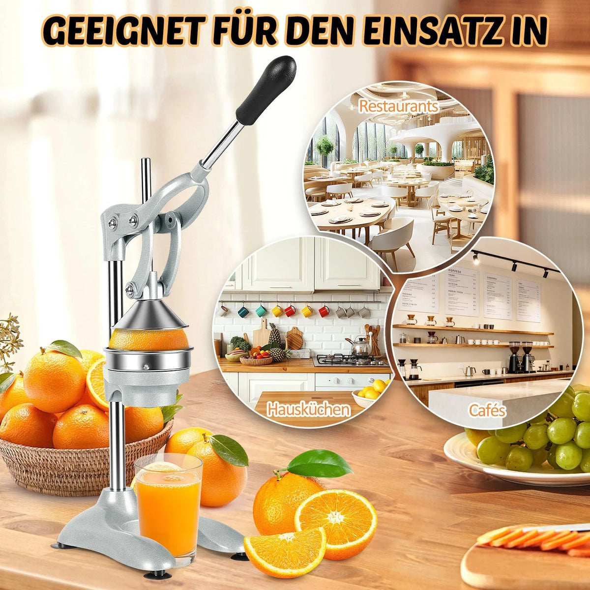 Citrus Juicer | Stainless Steel Lever-Action & Non-Slip Suction Base