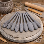 Clay Texturing Tool Set | Ergonomic Oval Handle & Durable Plastic | Set of 9