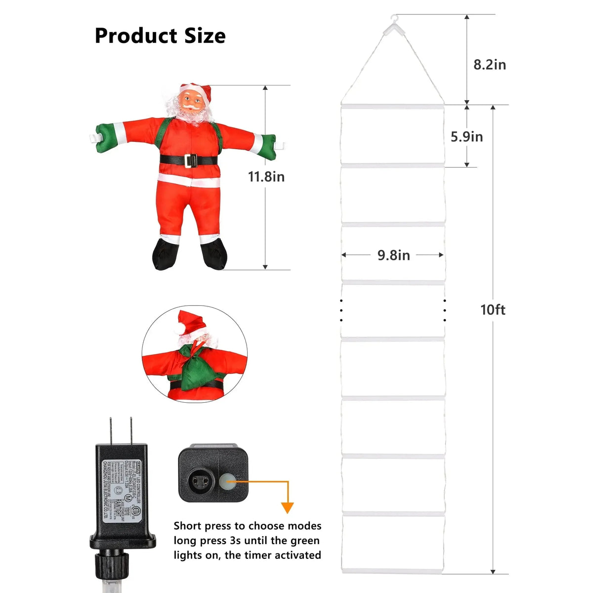 Climbing Santa Decoration | Animated & Weatherproof Warm White LEDs