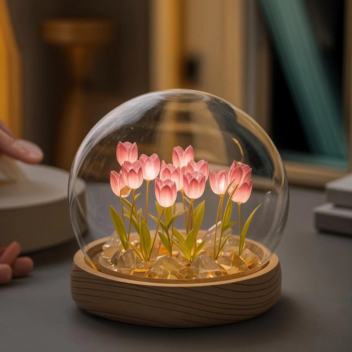 Cloche Lamp | Warm LED Glass Dome & Battery-Powered